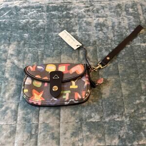 NWT Dooney & Bourke Monogram Wristlet Zip Wallet with Heart Charm